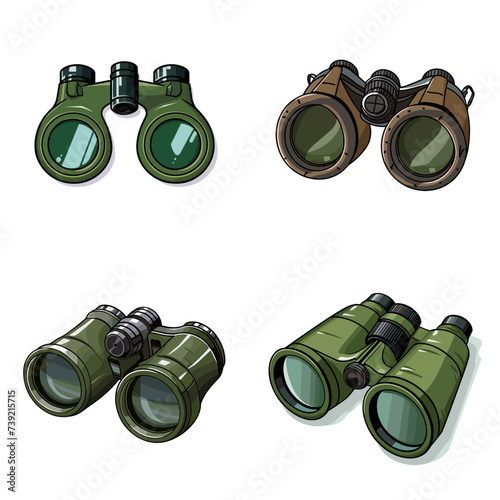 Binoculars (Military Binoculars) simple minimalist isolated in white background vector illustration