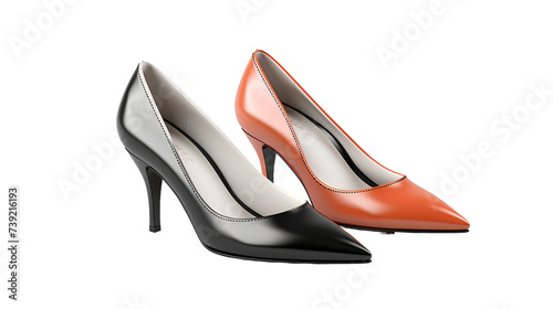 women's classic leather heels on transparent background, Png format.