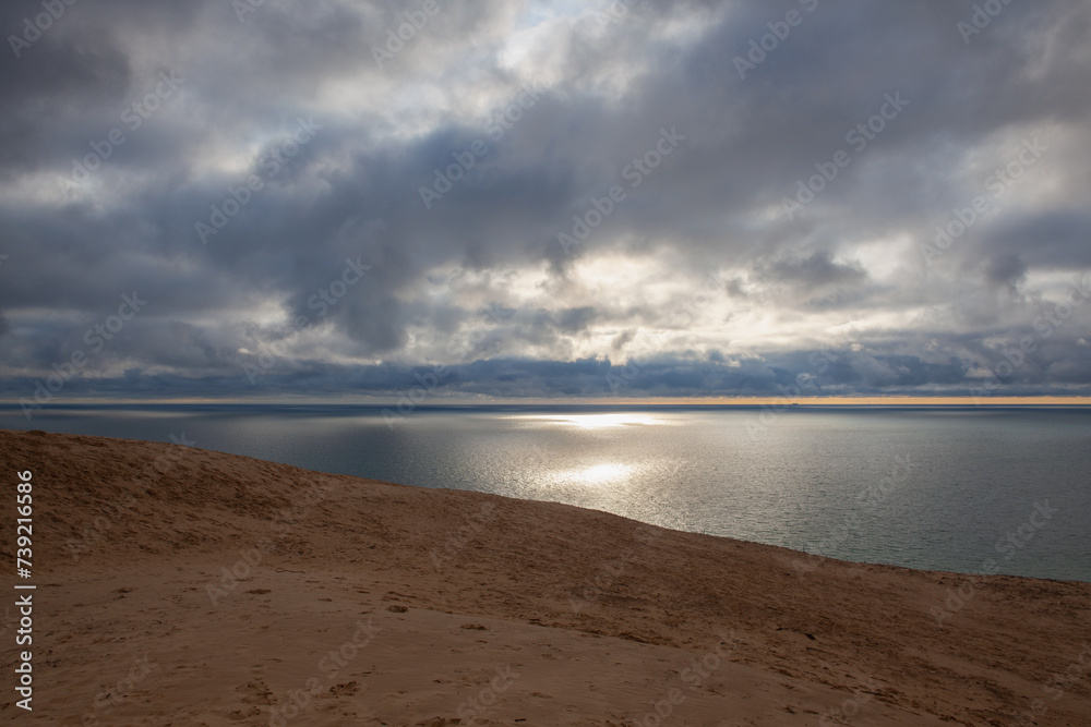 View from abandoned Rubjerg Knuhe Lighthouse on the evening sea