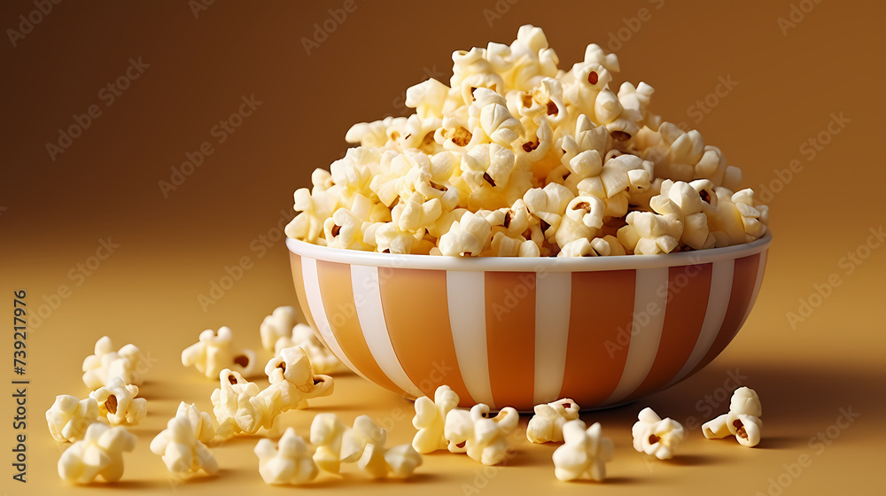 Classic popcorn background, movie snack closeup, top view Classic popcorn background, movie snack closeup, top view