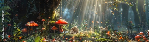 Fairy tale tea party with garden gnomes pixies and a hedgehog magical noon
