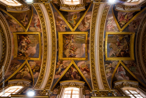 Paintings on the ceiling of St. Paul's Cathedral in Mdina (Malta)