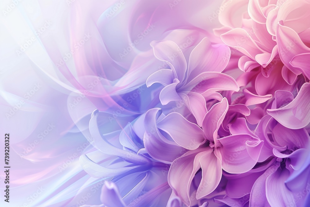 Abstract floral background with pink hyacinths. Close-up. Abstract background awareness days in May in cream and lilac. 