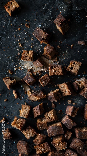 Rye croutons with garlic and spices on an isolated background. Beer snacks. Food Photography