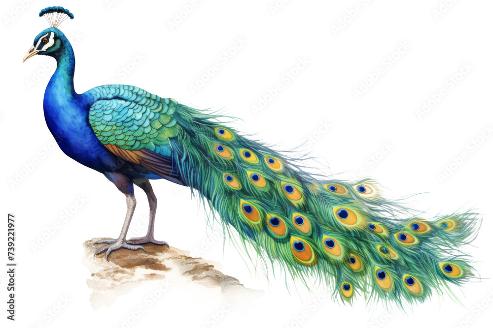Fototapeta premium water color peacock isolated on the transparent background.