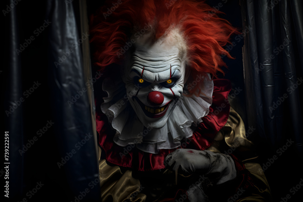 photo banner featuring a menacing clown character photo banner featuring a menacing clown character