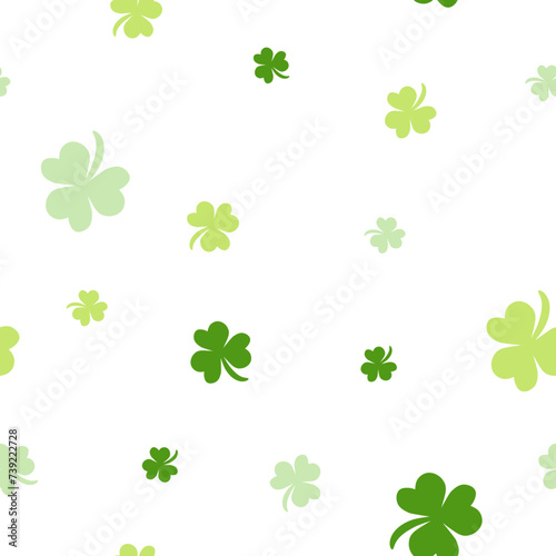 St Patrick's Day Irish three green leaf shamrock clover seamless pattern background