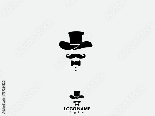 Gentleman logo design art. Beard. Fashion, Gentleman vector. Premium template. Black. Sunglass. Modern gentleman. Finance.