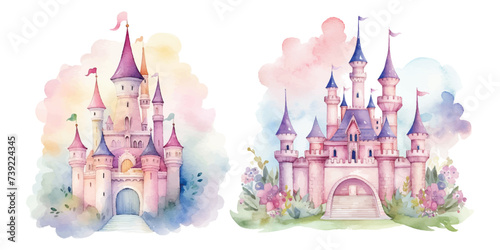 watercolor of castle vector illustration