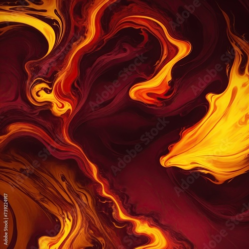 Abstract Maroon and Yellow patterns burn in fiery flames Background