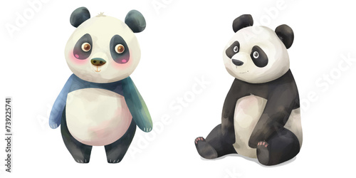 Fototapeta Naklejka Na Ścianę i Meble -  cute panda watercolour vector illustration
