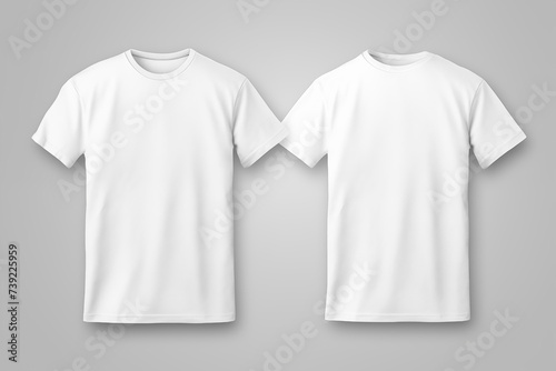 Blank front and back view white t-shirt template on white background. Mockup template for artwork graphic design.