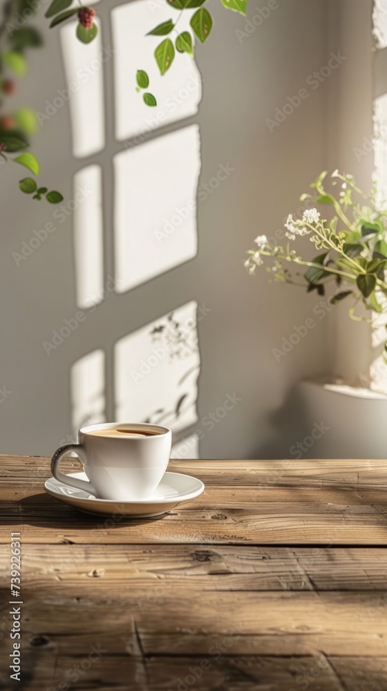 Perspective Display Background: Wooden Table with Coffee Elements Perspective Display Background: Wooden Table with Coffee Elements