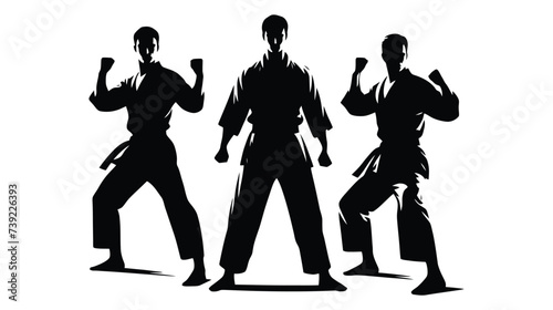 Silhouette of martial art. Kungfu  karate  taekwondo 