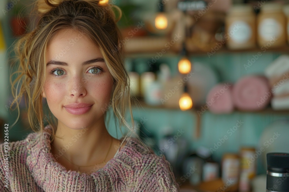 Young Female Vlogger Recording a Beauty Segment Young Female Vlogger Recording a Beauty Segment