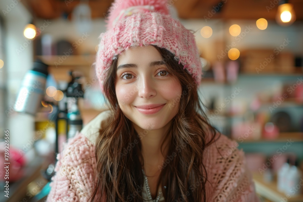 Young Female Vlogger Recording a Beauty Segment Young Female Vlogger Recording a Beauty Segment