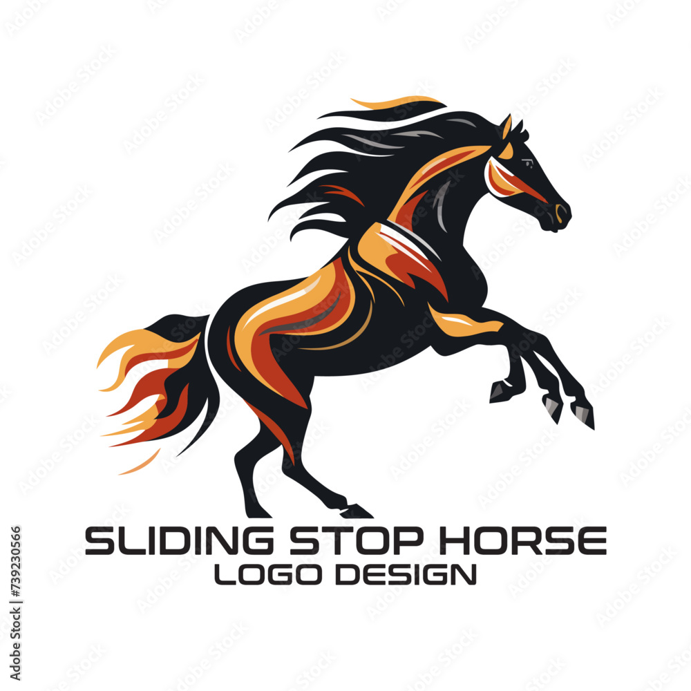 Sliding Stop Horse Vector Logo Design Sliding Stop Horse Vector Logo Design