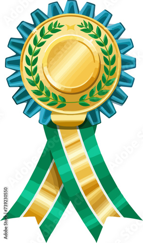 Gold medallion with green ribbon