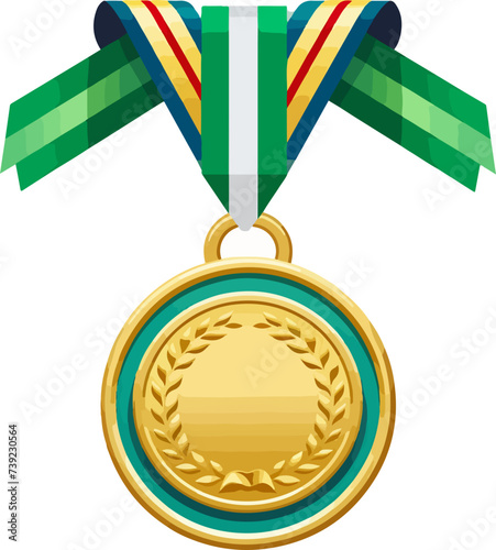 Gold medallion with green ribbon