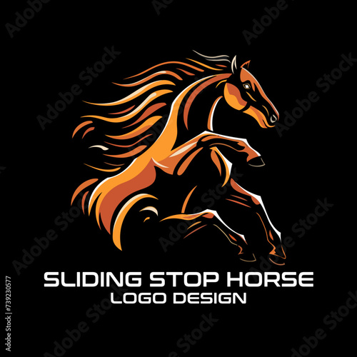 Sliding Stop Horse Vector Logo Design