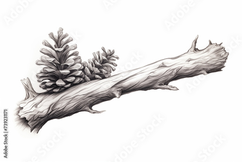 An Illustration of forest stump in pencil handdrawn style.  photo