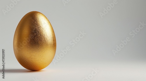 Golden egg on white background. Easter concept.