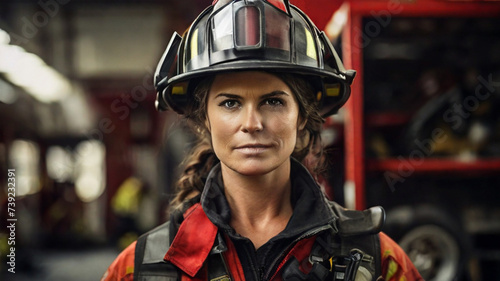 Portrait of a female firefighter © triocean