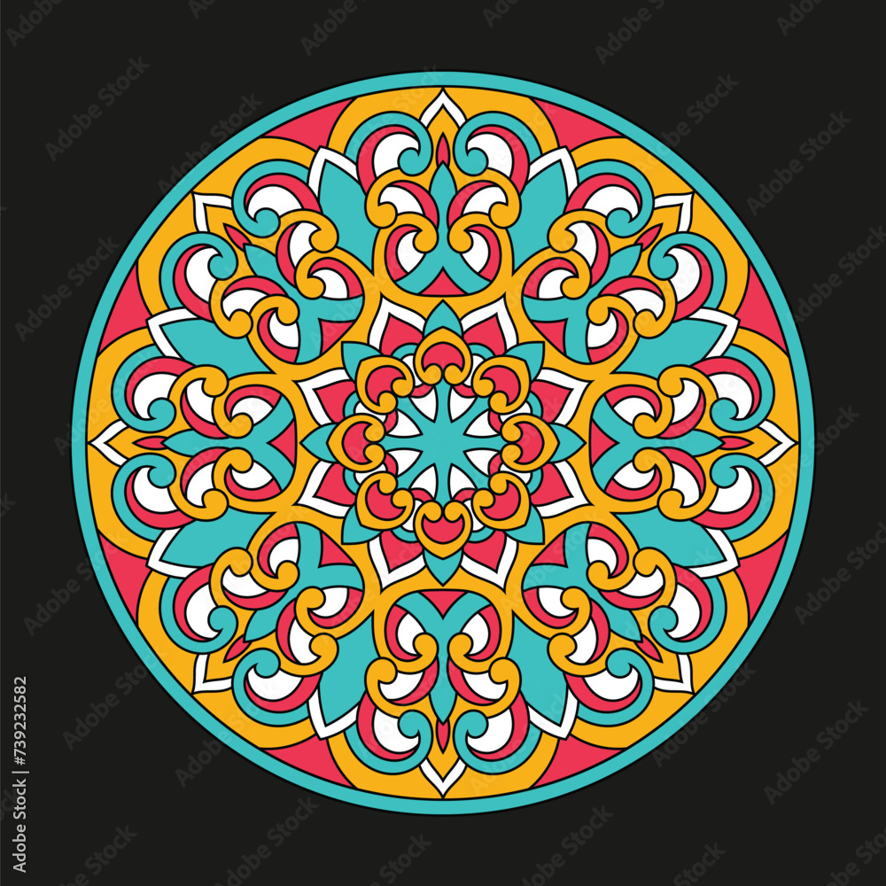 Flower circle Mandala. Vintage decorative elements. Oriental pattern, vector illustration. 