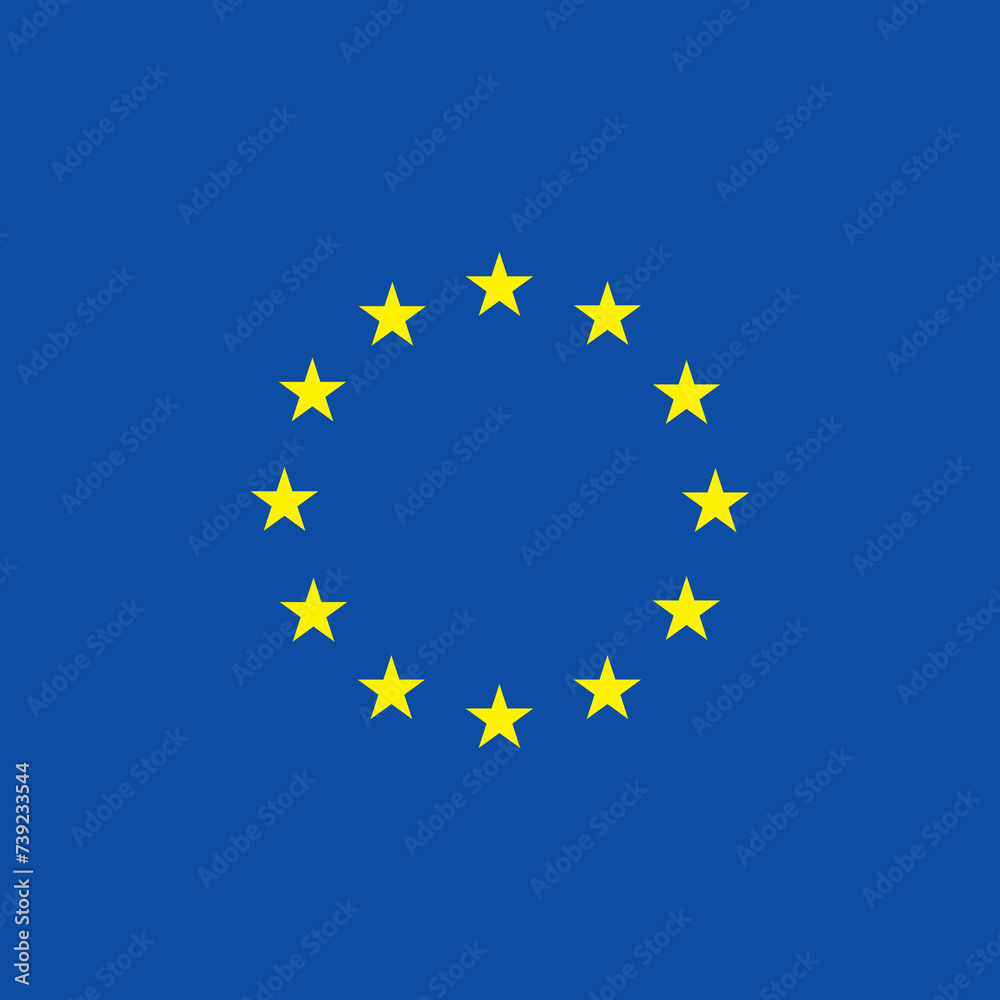 European Union flag. Patriotic EU symbol, banner, design. Square size. Vector icon illustration.