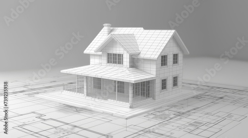 Create a digital representation of a mortgage agency using wireframe visuals of a house