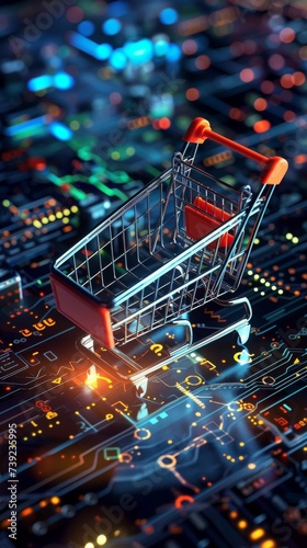 Create an artistic representation of e commerce platforms photo