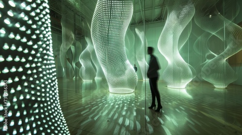 Luminous abstract forms evoking a sense of technological wonder