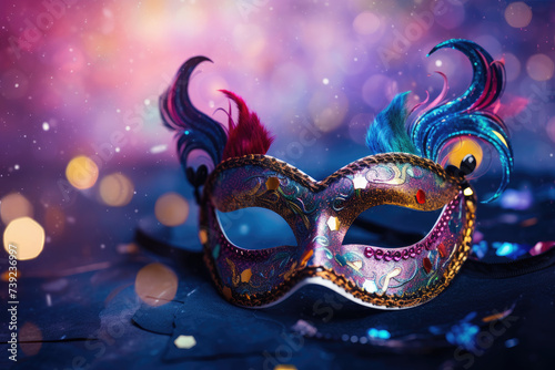 Closeup of venetian, mardi gras mask or disguise