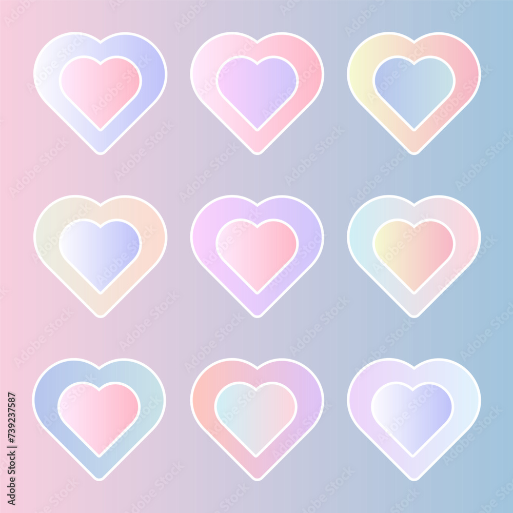 Gradient hearts collection