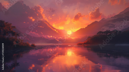 Sunset and Sunrise: Capture the magical colors and atmospheric effects of sunsets and sunrises. These dramatic backgrounds evoke emotions of warmth, serenity, and wonder. Generative AI