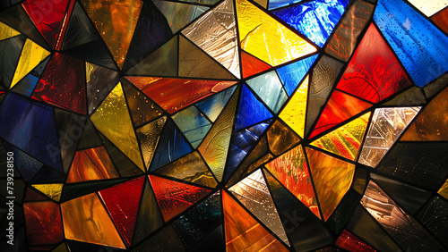 Triangular Harmony: Geometric Stained Glass Pattern