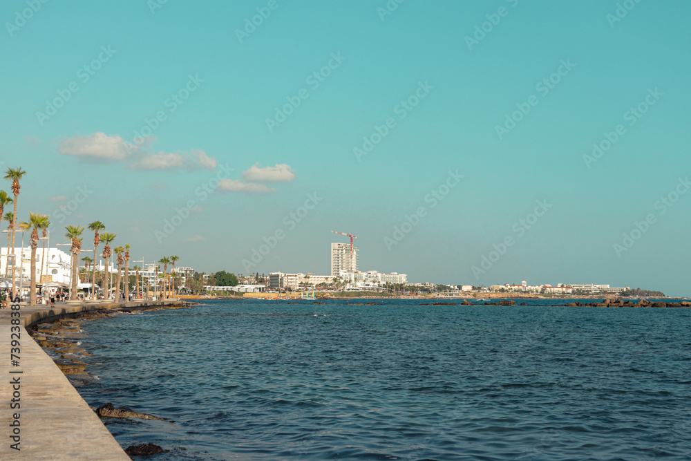 Paphos walkable Harbor and port coast view