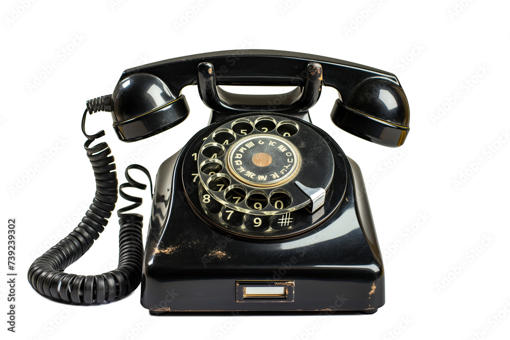 black rotary telephone isolated on white background black rotary telephone isolated on white background