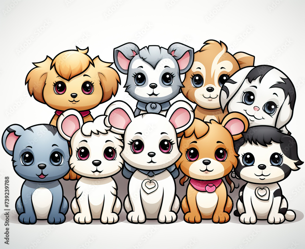 Set of cartoon animals on a white background. Set of cartoon animals on a white background.