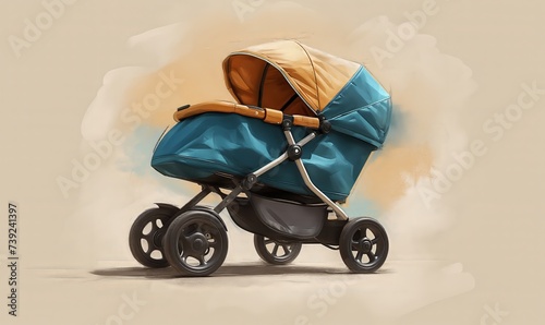 Image of a baby stroller on a light background.