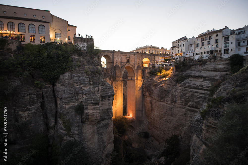 City view of Ronda in the evening / City view of Ronda in the evening, Andalusia, Spain.