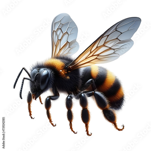 Isolated Bee Insect Against Transparent Backdrop
