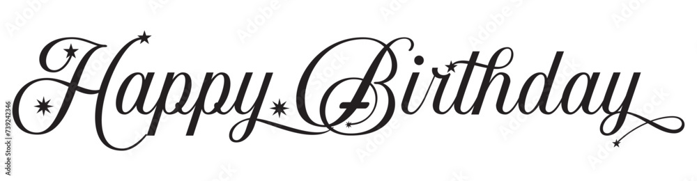HAPPY BIRTHDAY black brush calligraphy banner on white background HAPPY BIRTHDAY black brush calligraphy banner on white background