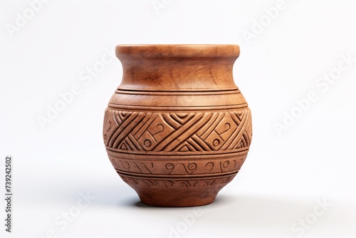 a brown vase with a pattern on it