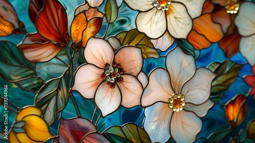 Art nouveau stained glass featuring elegant floral designs timeless beauty