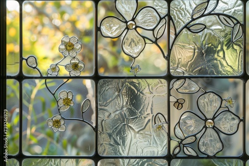 Leaded glass window with a floral motif a delicate touch of nature