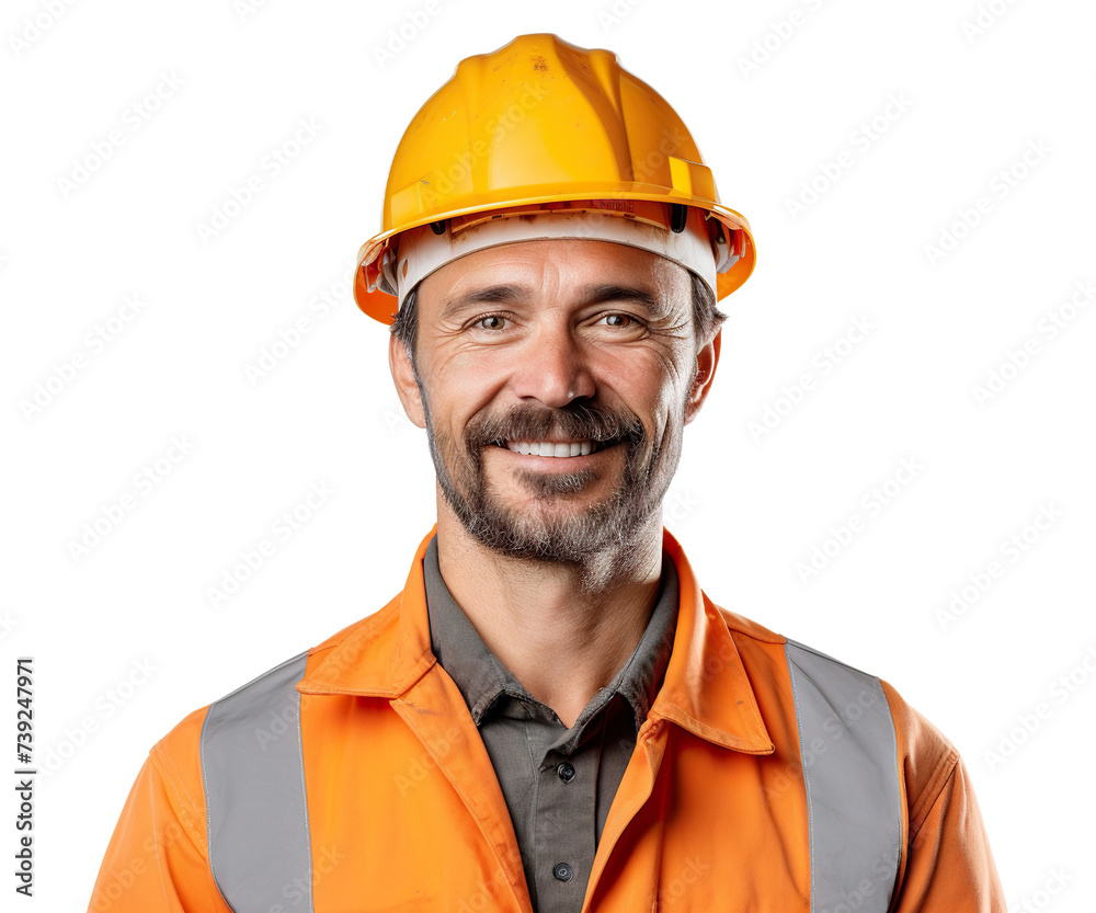 Happy builder or construction worker, cut out Happy builder or construction worker, cut out