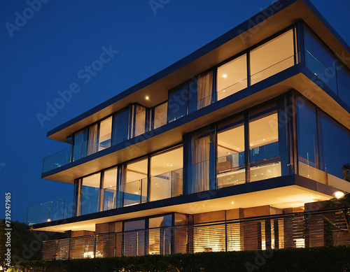 High-rise villa, super luxurious modern style, unique fancy, glass  © pecherskiydotkz