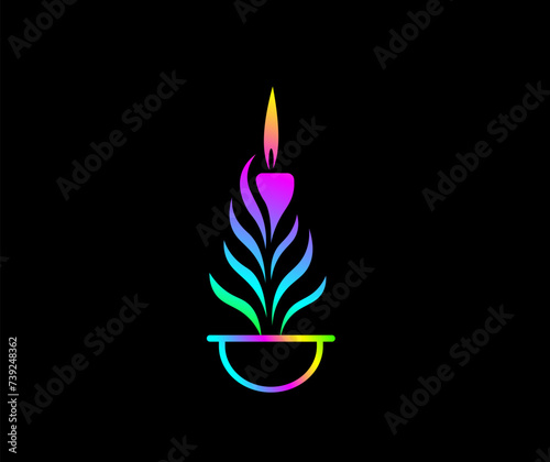 Flat vector illustration of a lit candle in a minimalist style