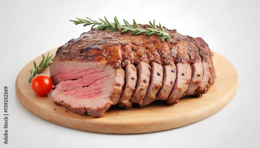 Cooked meat isolated on white